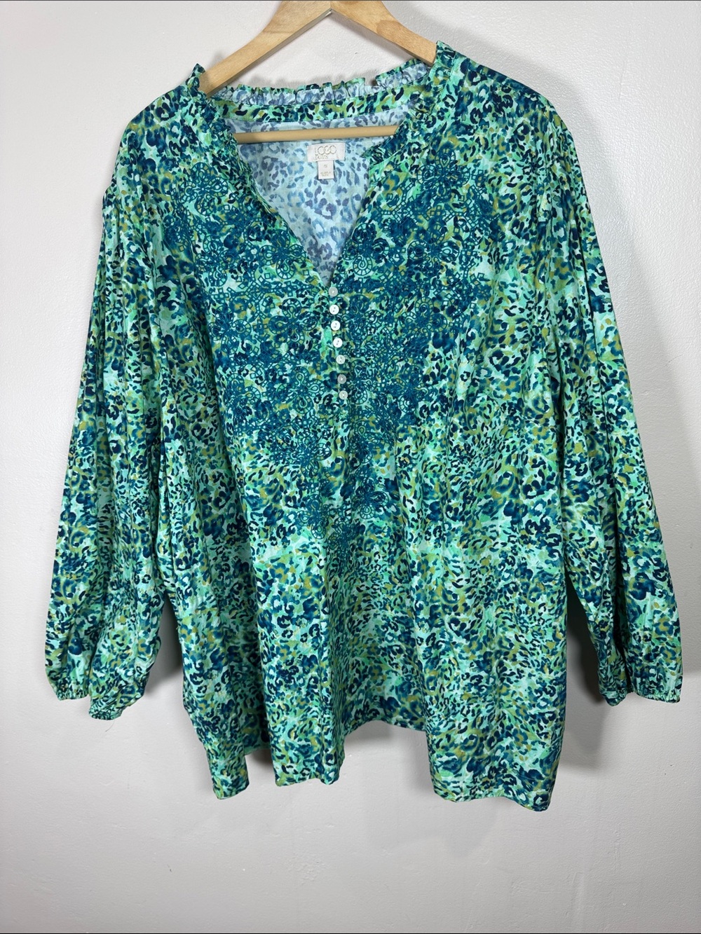 Logo Lavish Lori Goldstein Womens plus size peasant Blouse 4X Embroidered Boho